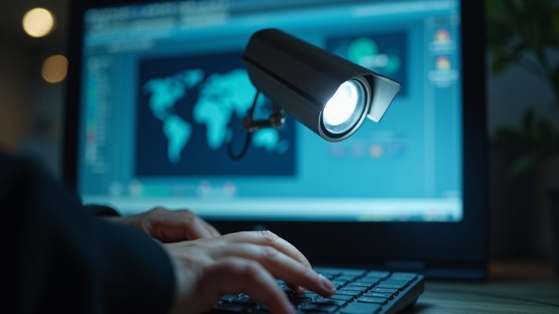 5th Amendment Violations: The Dark Side of School Surveillance Software, Concept art for illustrative purpose, tags: gegen und den - Monok